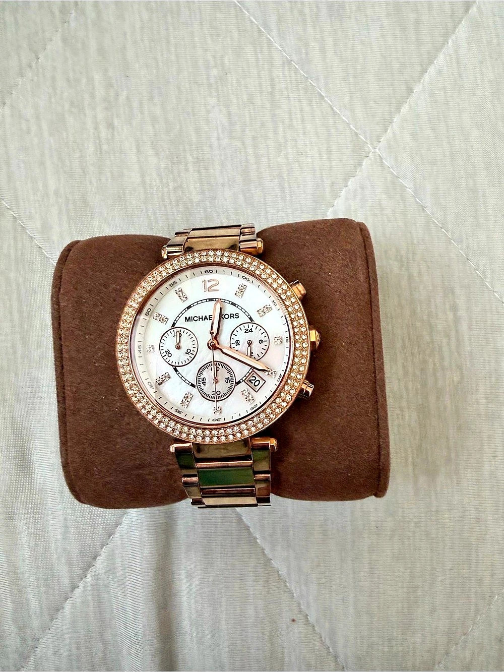 Michael Kors Parker Chronograph Rose Gold-Tone Watch Parker Rose Gold & Brown
